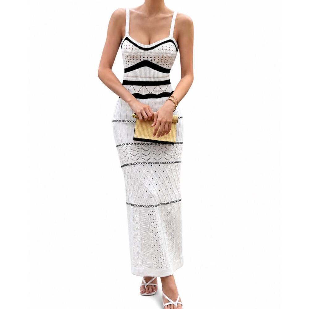YG COLLECTION: Samara Knit Maxi Dress - White